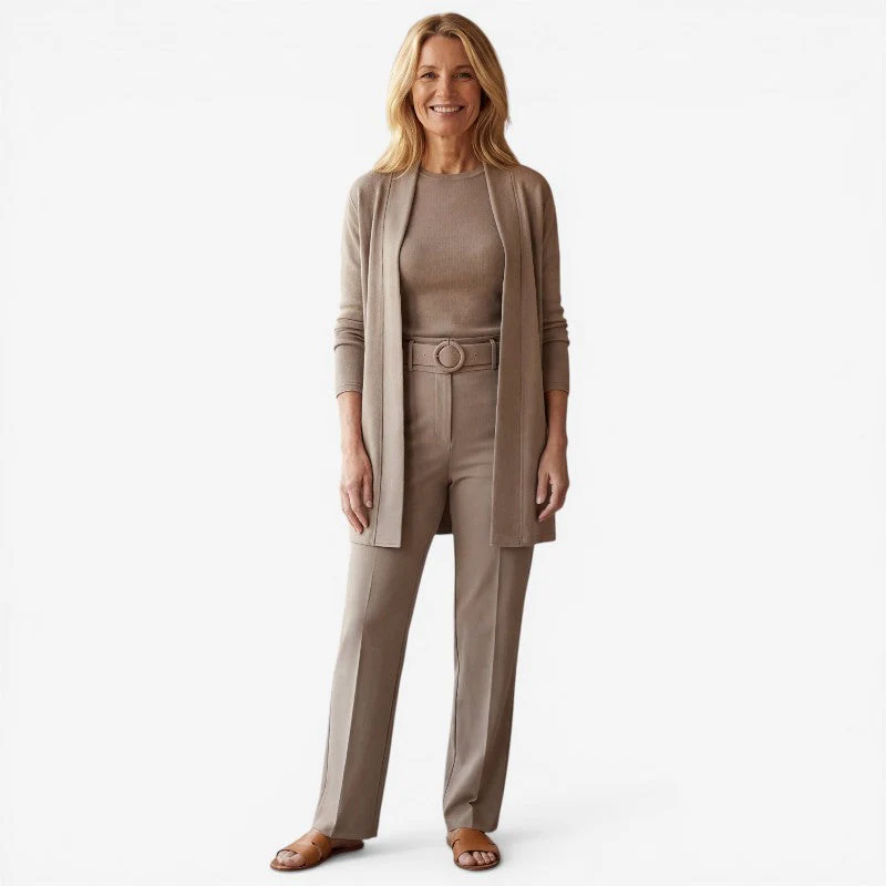 3 Piece Set Women Open Front Cardigan With Slim Fit Pants - Image 5