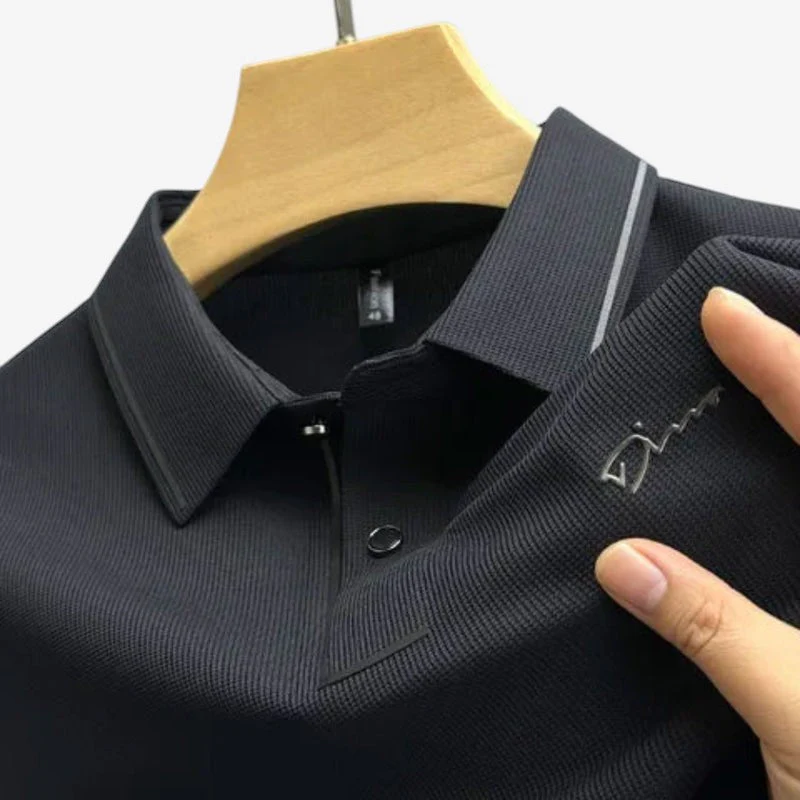 Aaron - Printed Short Sleeve Polo Shirt With Button Collar - Image 4