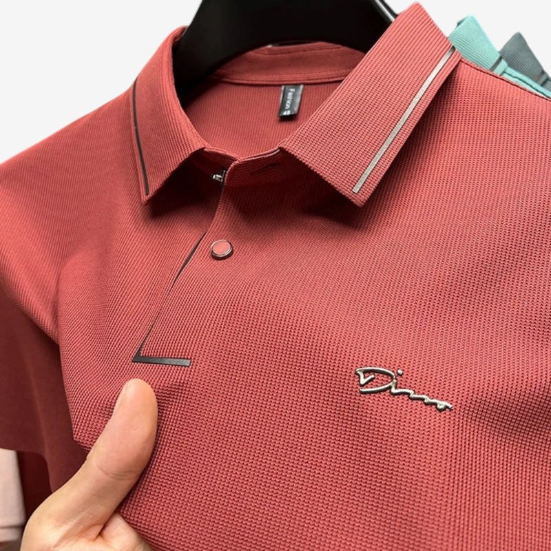 Aaron - Printed Short Sleeve Polo Shirt With Button Collar - Image 5