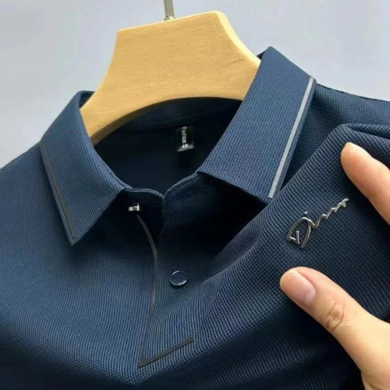 Aaron - Printed Short Sleeve Polo Shirt With Button Collar - Image 9