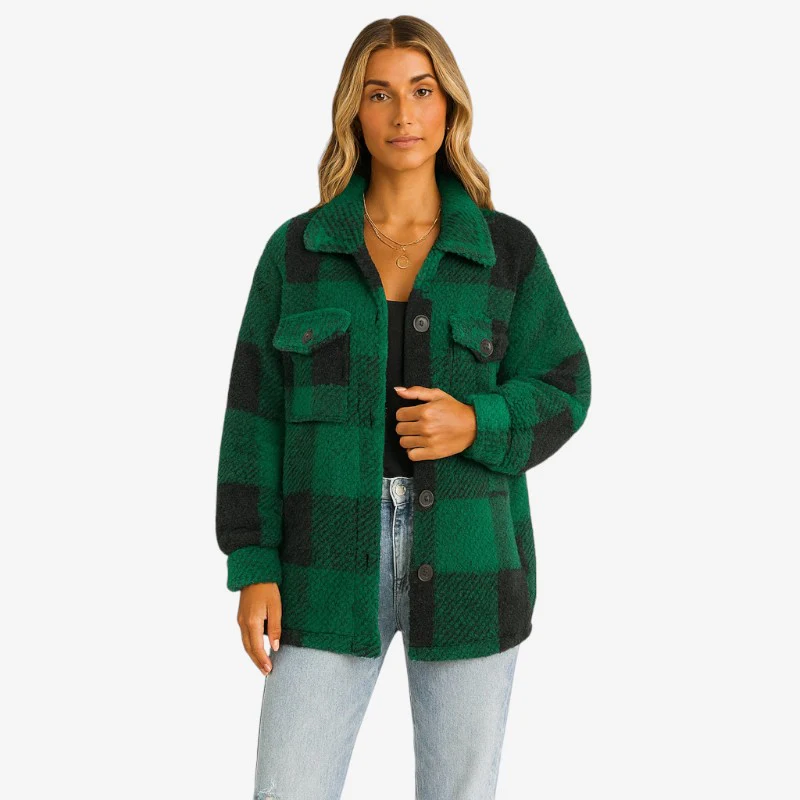 Adrian – Long Sleeve Checked Button-Closure Coat - Image 2