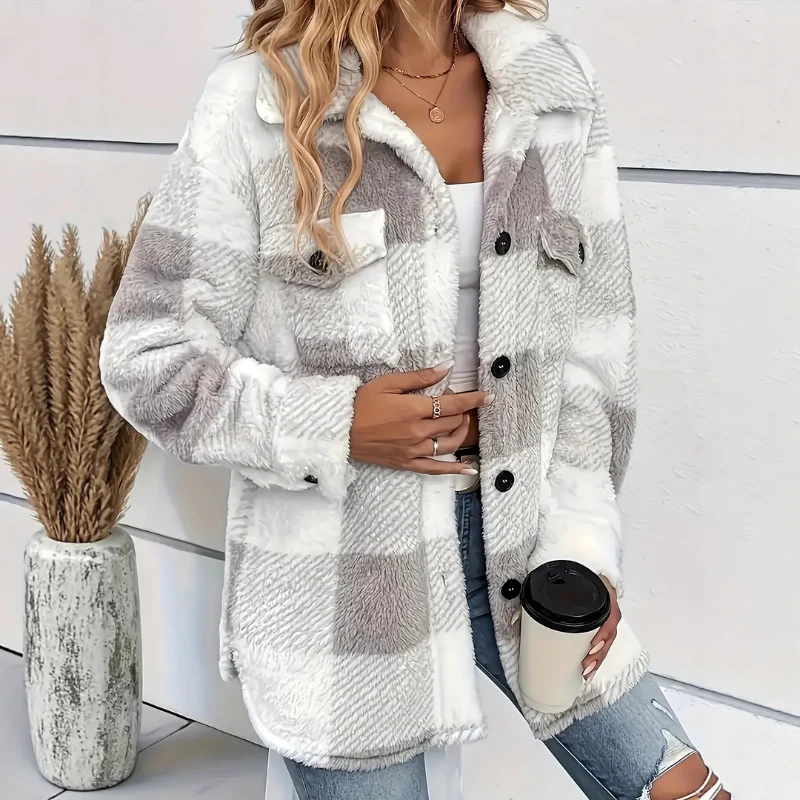 Adrian – Long Sleeve Checked Button-Closure Coat - Image 5