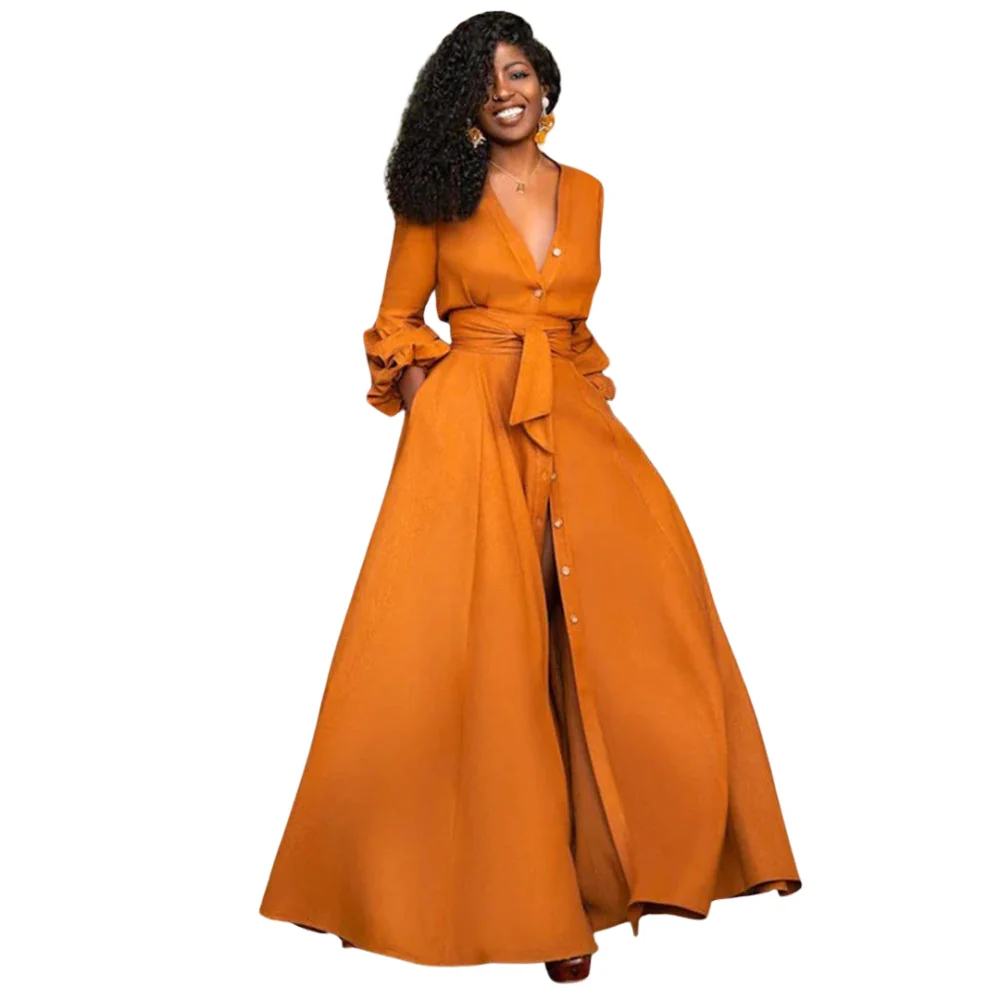 Alette – Long Sleeve Dress with V-Neck & Wrap Waist