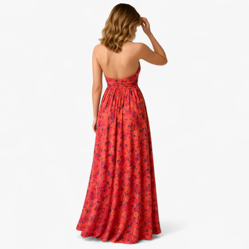Alice – Women's long sleeveless floral print dress with side slit - Image 3