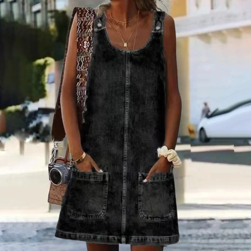 Alina – Sleeveless Mini Dress with Round Square Neckline - Image 2
