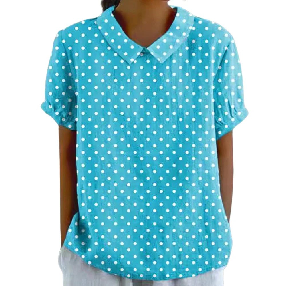 Annelies – Printed Blouse, Short Sleeves, and Round Collar - Image 5