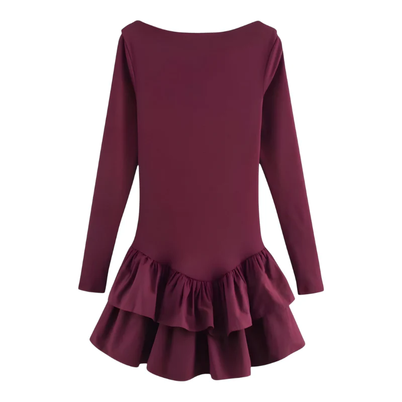 Aria – Women's short dress with long sleeves and round neckline - Image 3
