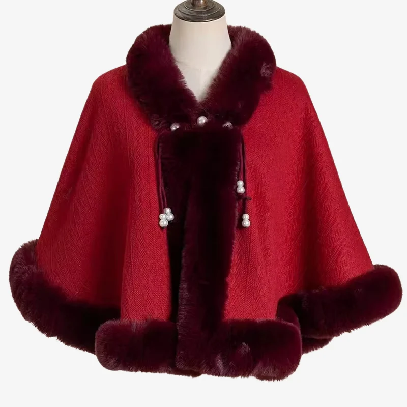 Ariana – Fluffy Long Sleeve Poncho with Adjustable Drawstring - Image 2