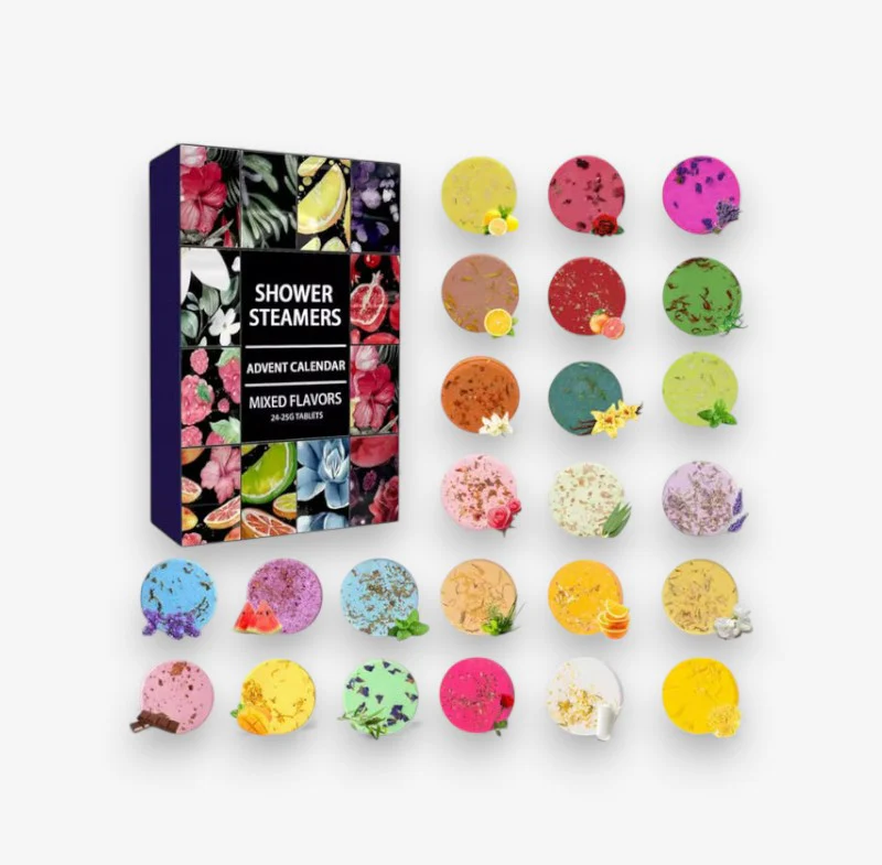 AromaJoy – 24-Day Aromatherapy Advent Calendar with Shower Steamers