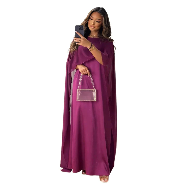 Astrid – Long Dress with Shawl Sleeves and Round Neck - Image 2