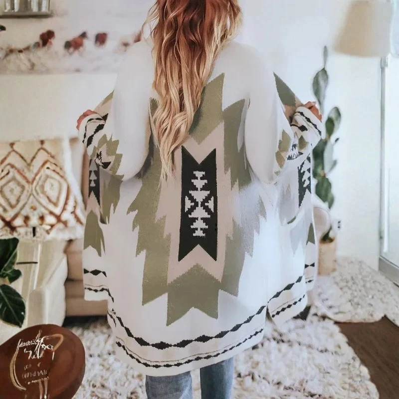 Ava – Long Sleeve Cardigan with Geometric Details - Image 6