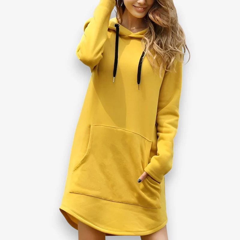 Ava – Long Sleeve Sweater with Hoodie and Pocket - Image 2