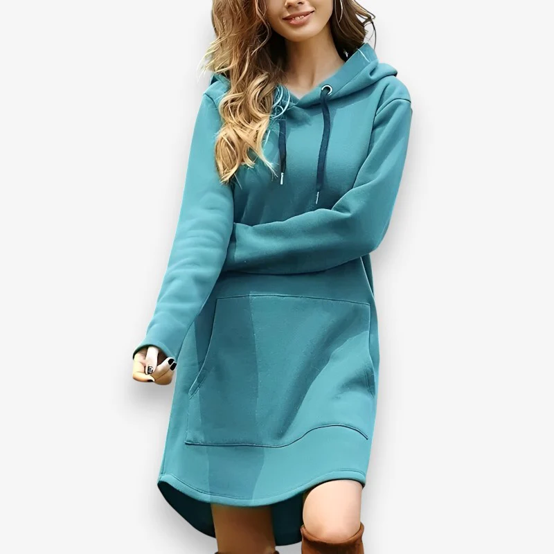 Ava – Long Sleeve Sweater with Hoodie and Pocket - Image 3