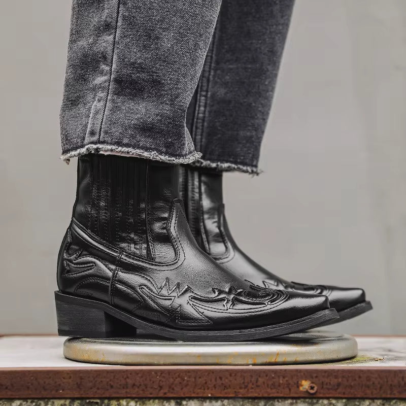 Borrin – Cowboy Ankle Boots with Pointed Toe - Image 3