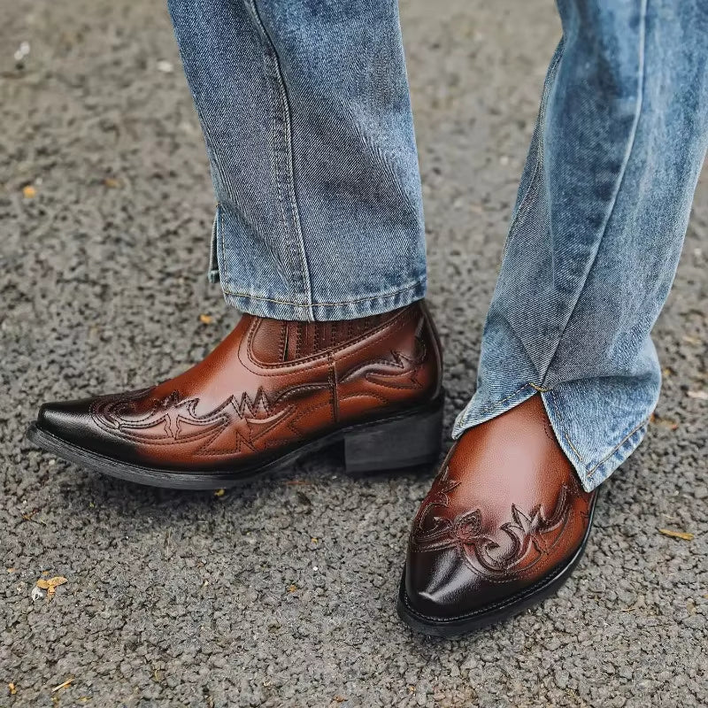 Borrin – Cowboy Ankle Boots with Pointed Toe - Image 5