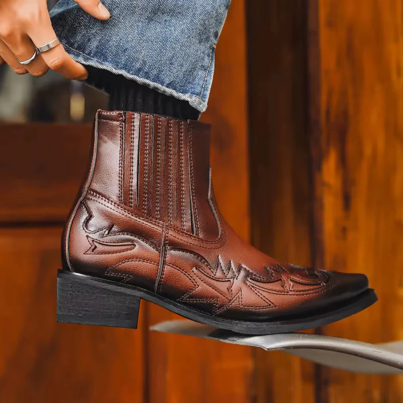 Borrin – Cowboy Ankle Boots with Pointed Toe - Image 6