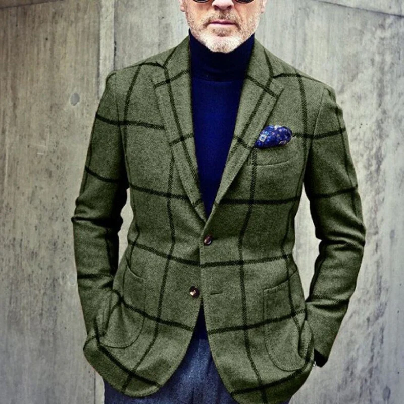 Brian – Long Sleeve Jacket with Down Collar and Check Pattern - Image 5