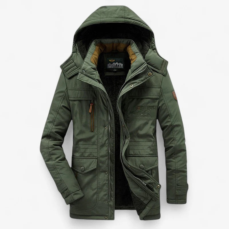 Bryan – Long Sleeve Parka Coat with Hood and Multiple Zip Pockets - Image 2