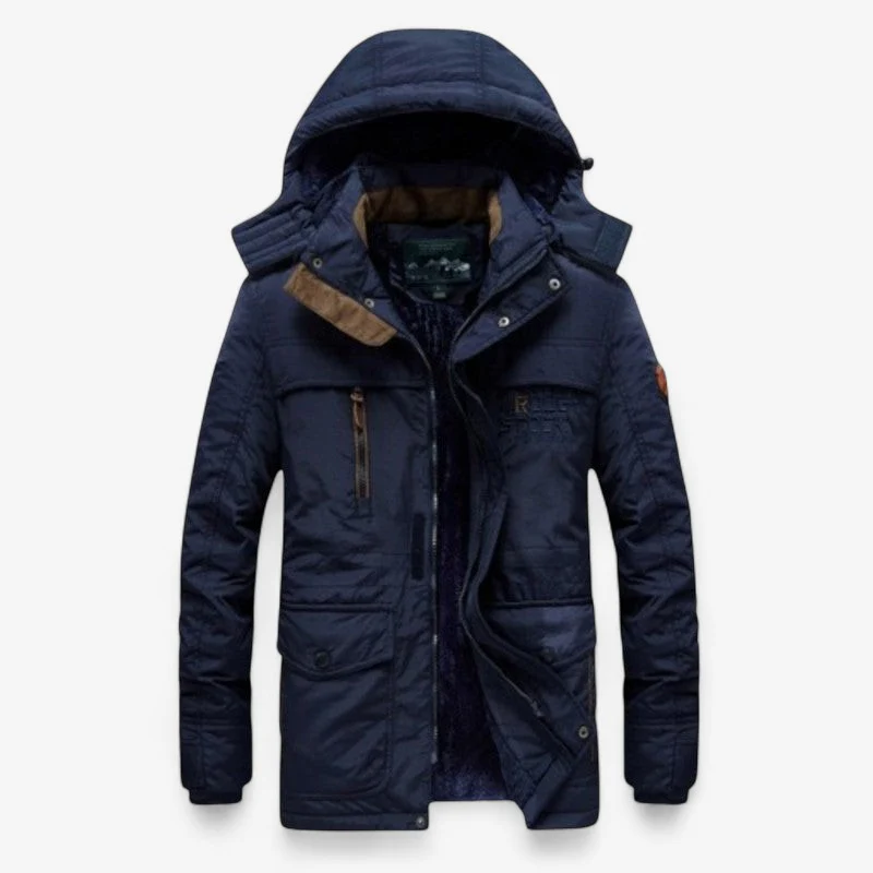 Bryan – Long Sleeve Parka Coat with Hood and Multiple Zip Pockets - Image 3