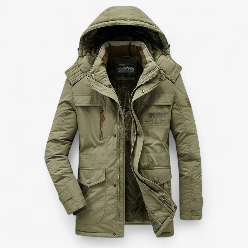 Bryan – Long Sleeve Parka Coat with Hood and Multiple Zip Pockets - Image 4