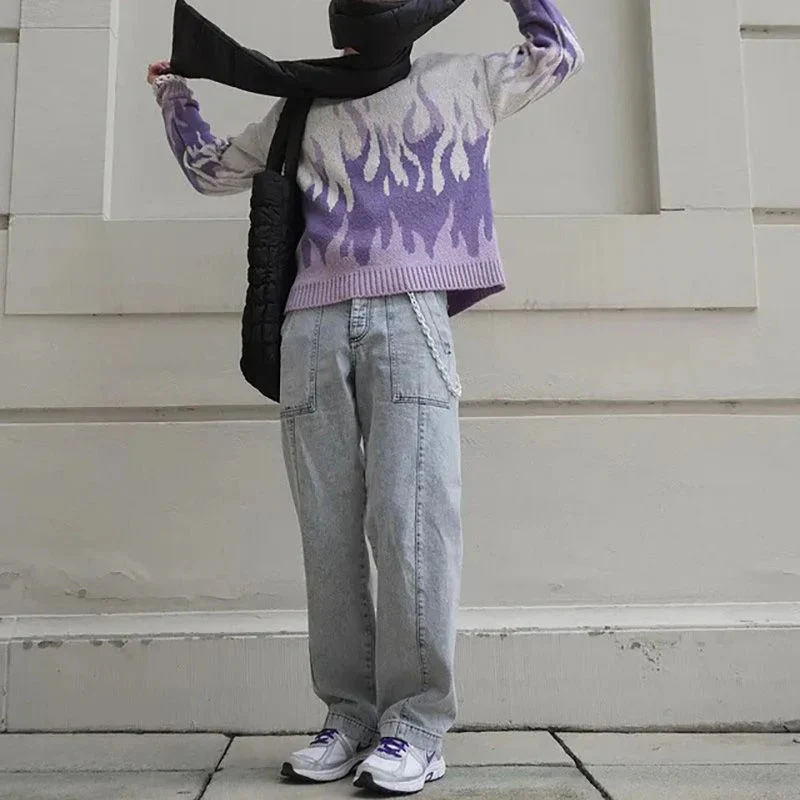 Charlotte – Crew Neck Sweater with Abstract Pattern and Long Sleeves - Image 3