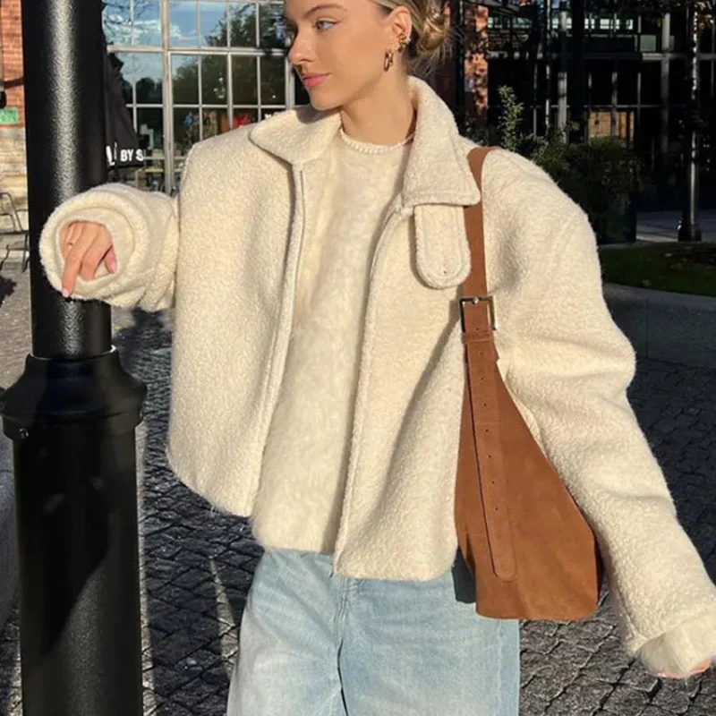 Chloe – Long Sleeve Coat with a Turn-Down Collar - Image 6