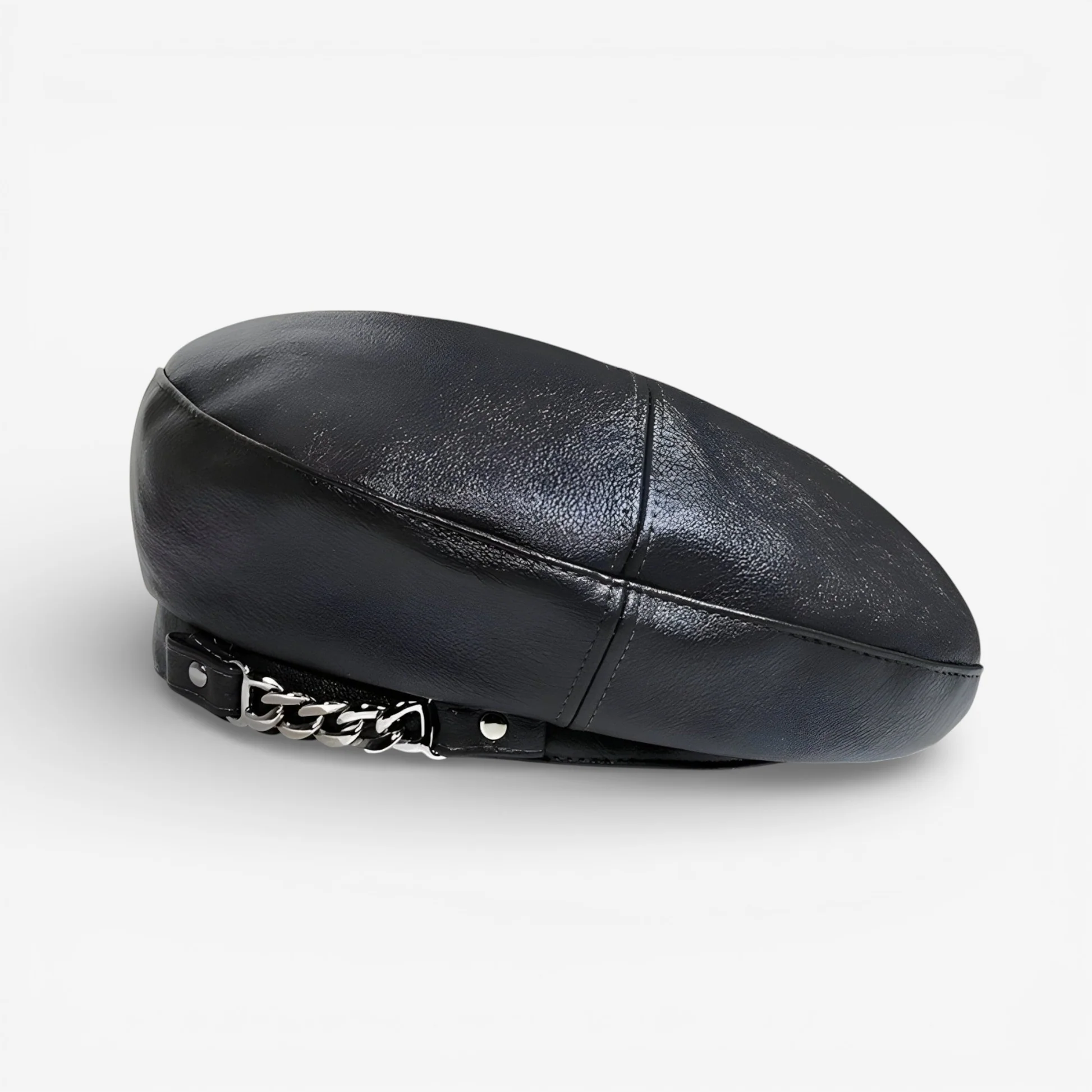 Chloe – Round Cap with Chain Buckle Detail - Image 3
