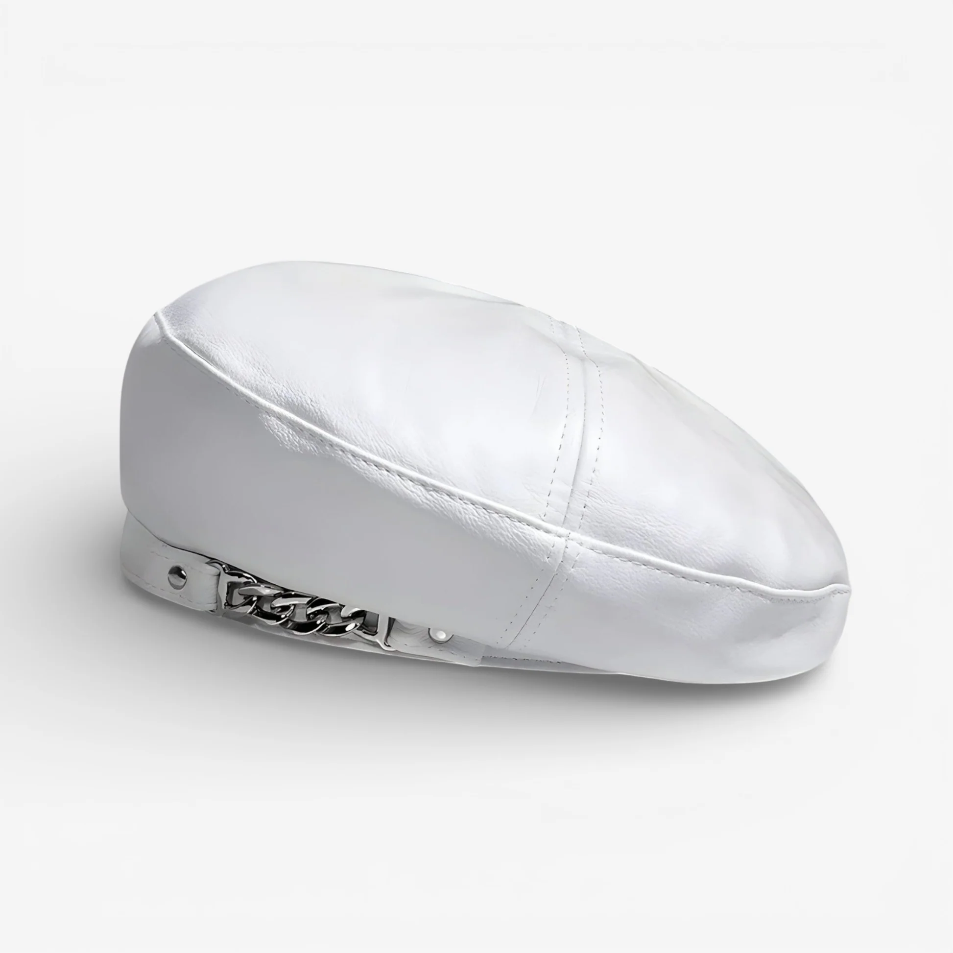 Chloe – Round Cap with Chain Buckle Detail - Image 4