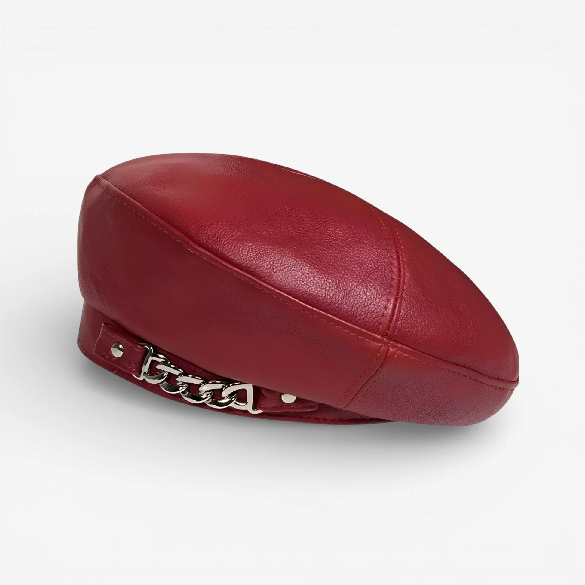 Chloe – Round Cap with Chain Buckle Detail - Image 5
