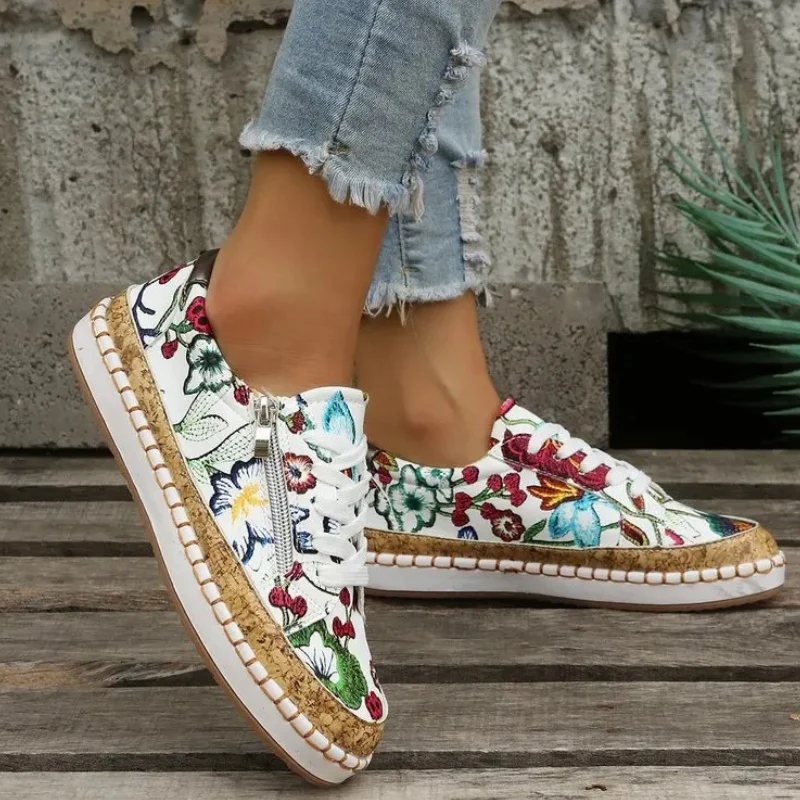 Clara – Floral Printed Loafers with Adjustable Laces - Image 12