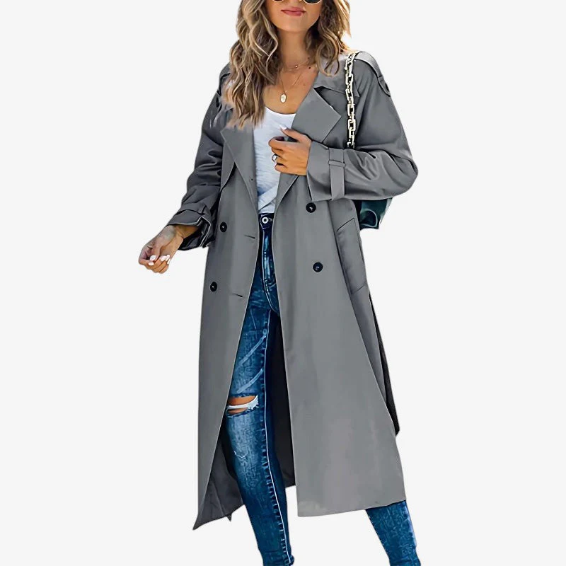 Classic Lapel Collar Trench Coat - Image 3