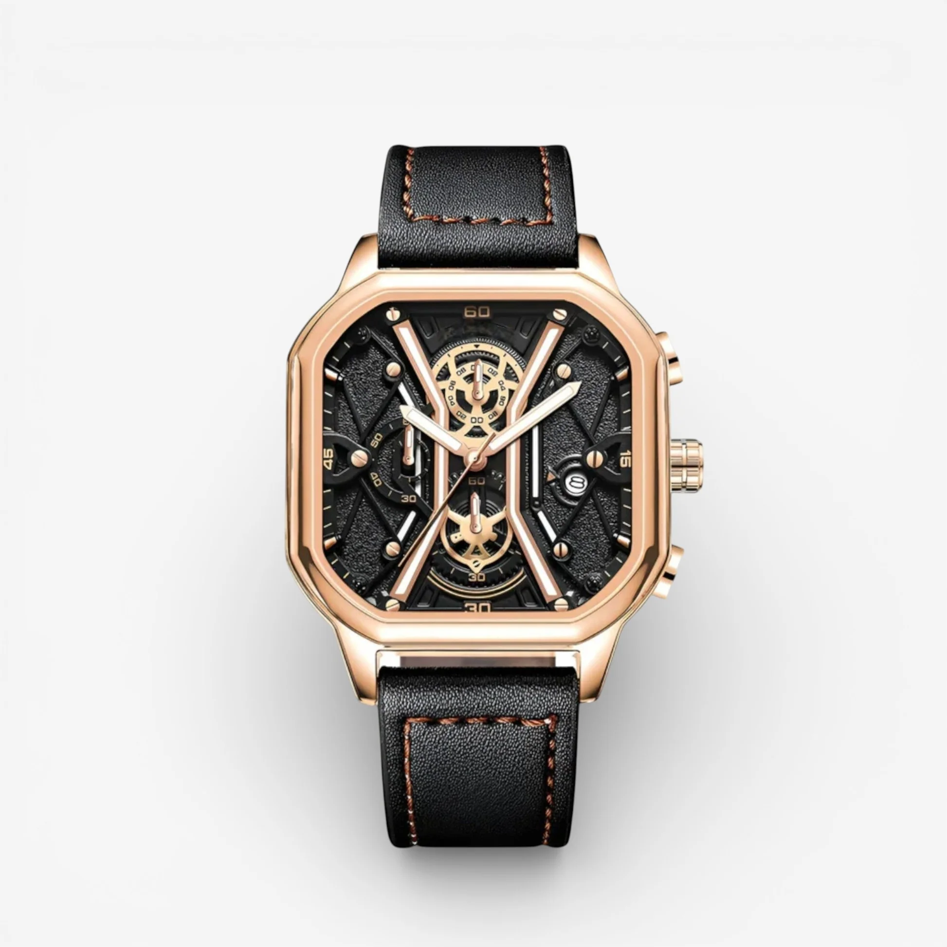 David – Square Watch with Chronograph and Adjustable Strap - Image 4