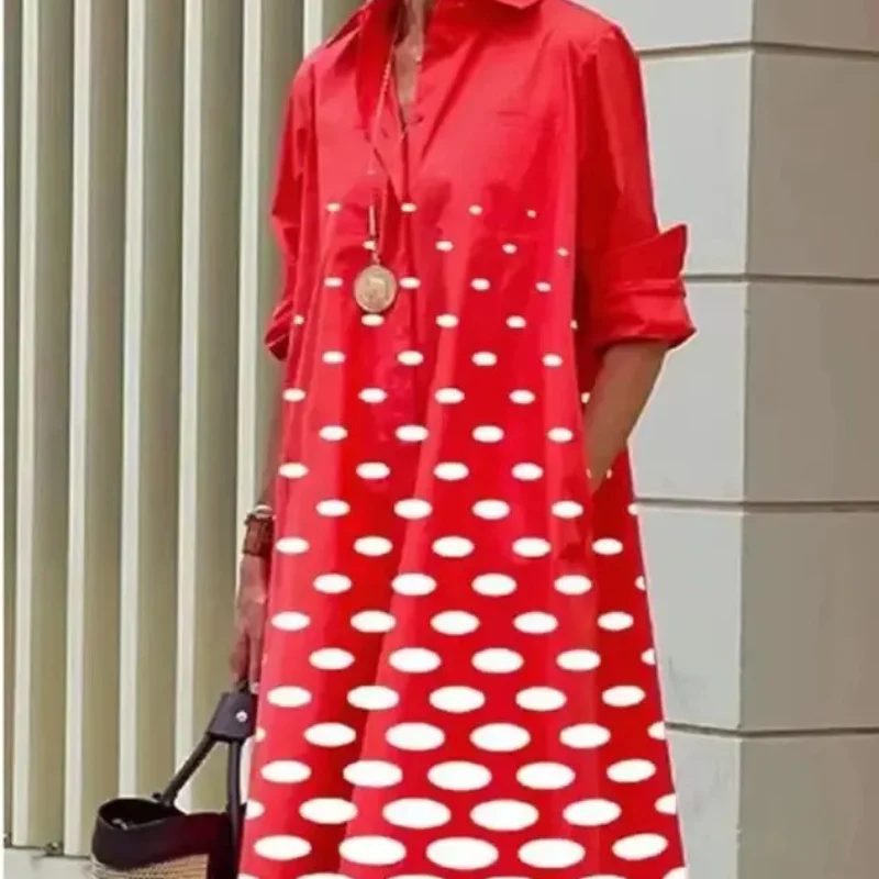 Donna – Midi Dress with Polka Dot Print & Long Sleeves - Image 3
