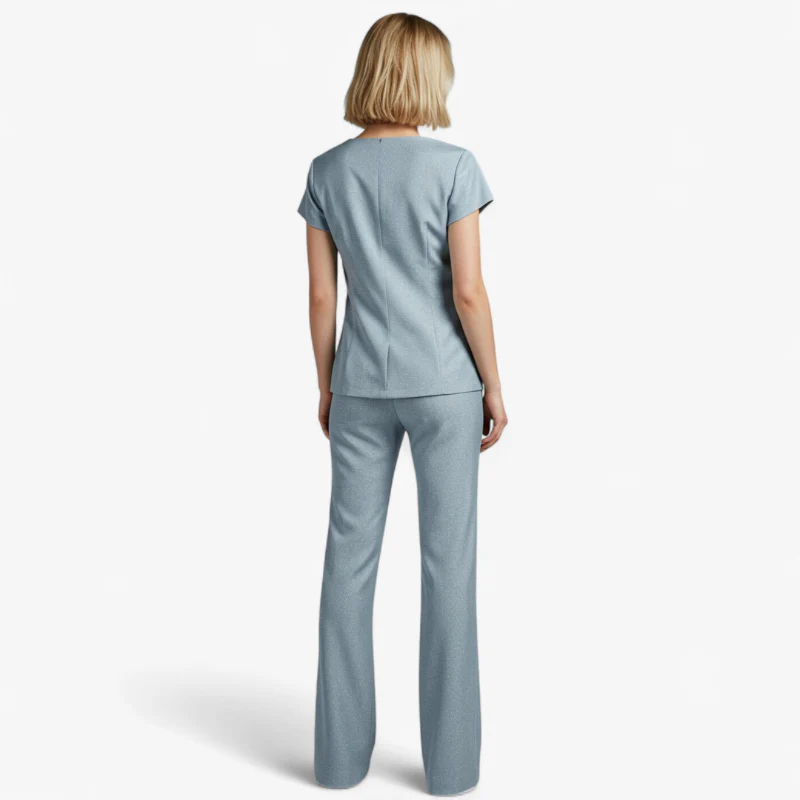 Elena – Women's 2-piece set with V-neck top and flared trousers - Image 6