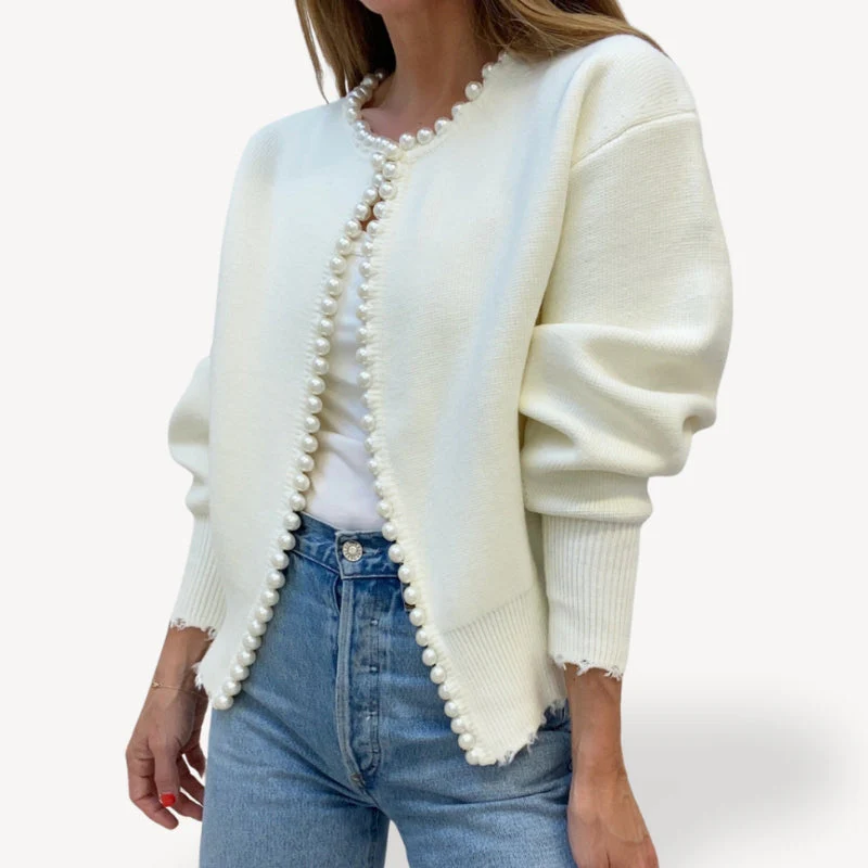 Eliana – Long-Sleeved Cardigan + Round Neck and Pearl Accents - Image 4