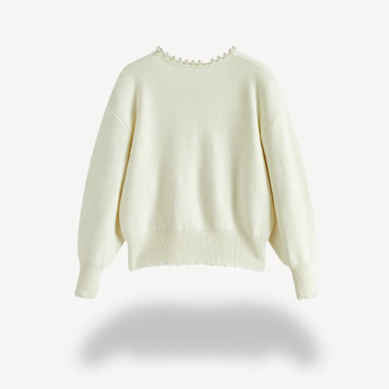 Eliana – Long-Sleeved Cardigan + Round Neck and Pearl Accents - Image 5