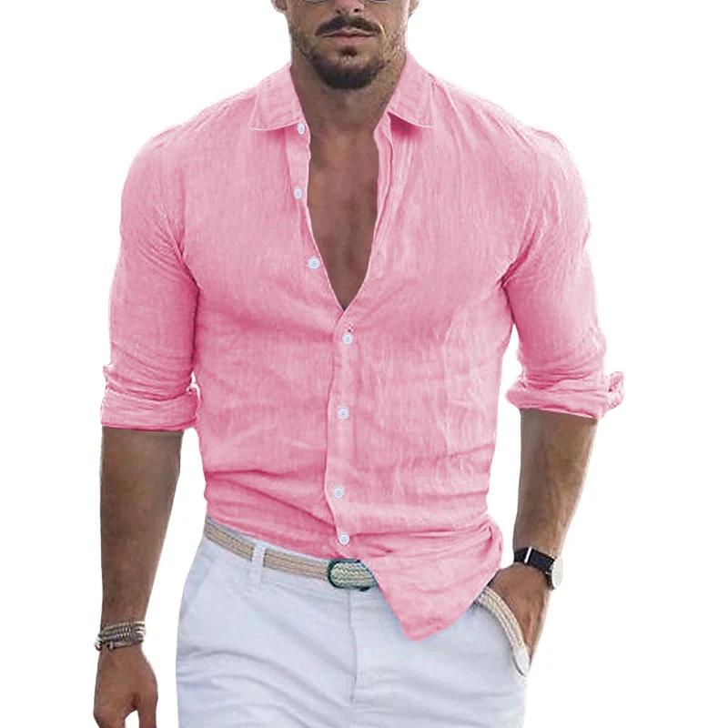 Elias – Men's Long-Sleeve Shirt with Folded Collar - Image 2