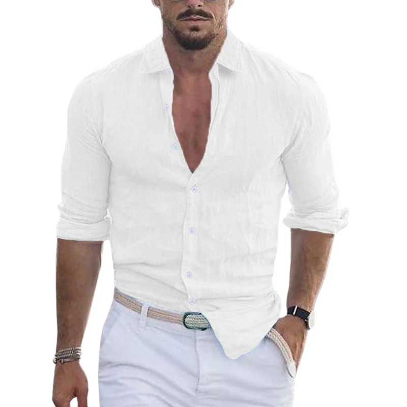 Elias – Men's Long-Sleeve Shirt with Folded Collar - Image 3