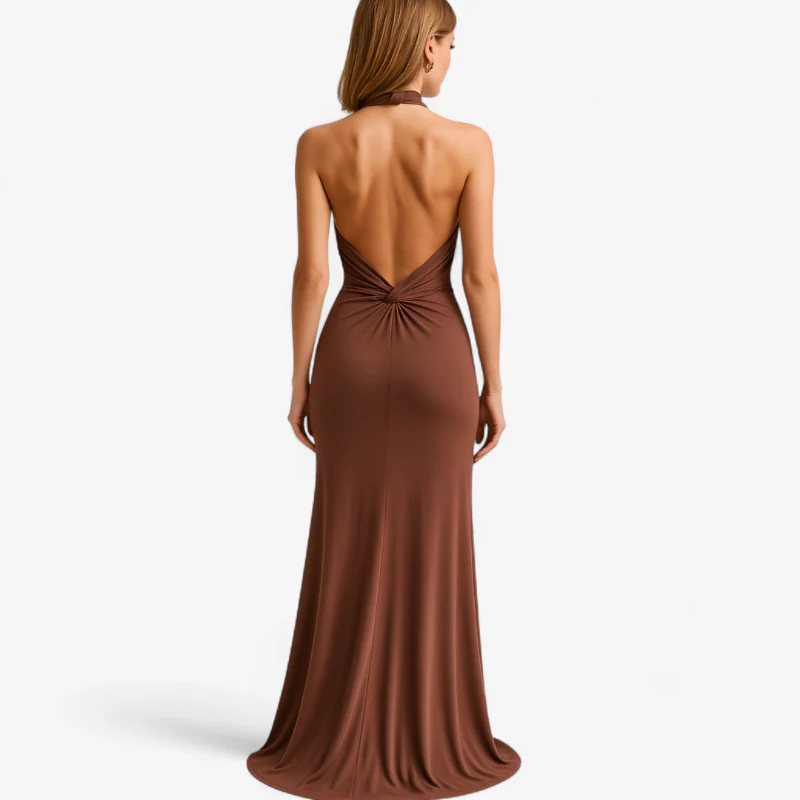 Eliza – Women's long sleeveless halter dress with open back and high waist - Image 6