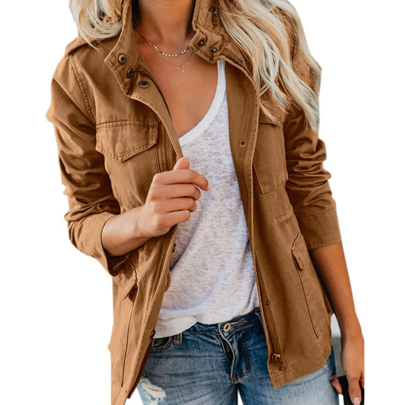 Ellie – Mid-length Coat with Zip, Long Sleeves & Front Pockets - Image 4
