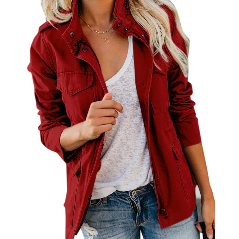 Ellie – Mid-length Coat with Zip, Long Sleeves & Front Pockets - Image 5