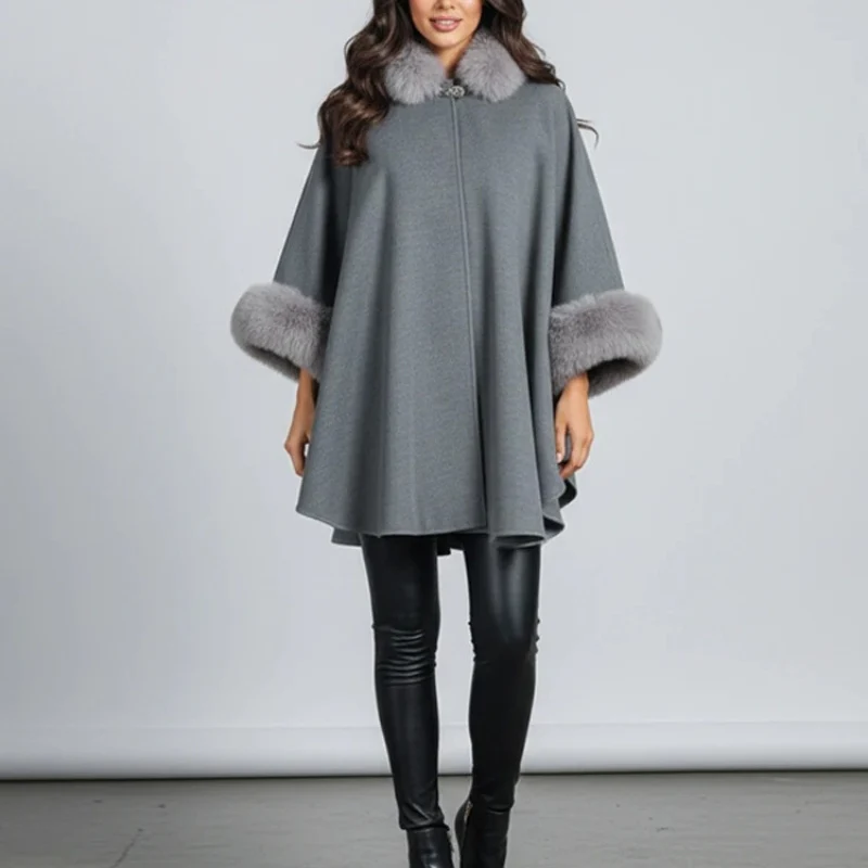 Elora – Loose Fit Long Coat with Faux Fur - Image 5
