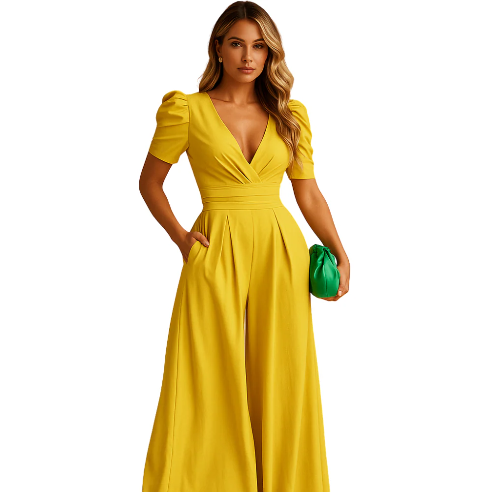 Emilia – Jumpsuit with V-neck and Short Sleeves - Image 3