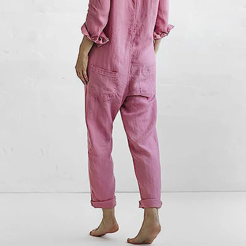 Emily – Jumpsuit with Long Sleeves, Collar, and Multiple Pockets - Image 6
