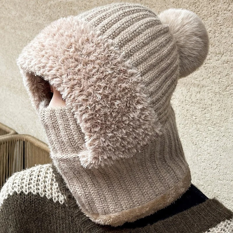 Emma – Round Faux Fur Hat with Integrated Scarf Mask - Image 10