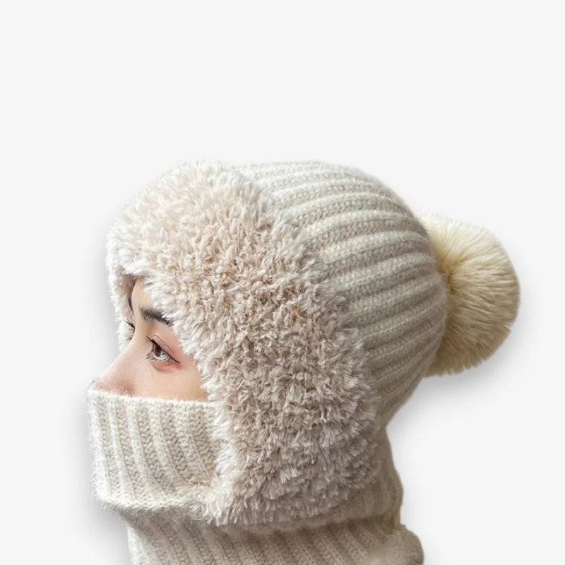 Emma – Round Faux Fur Hat with Integrated Scarf Mask - Image 5