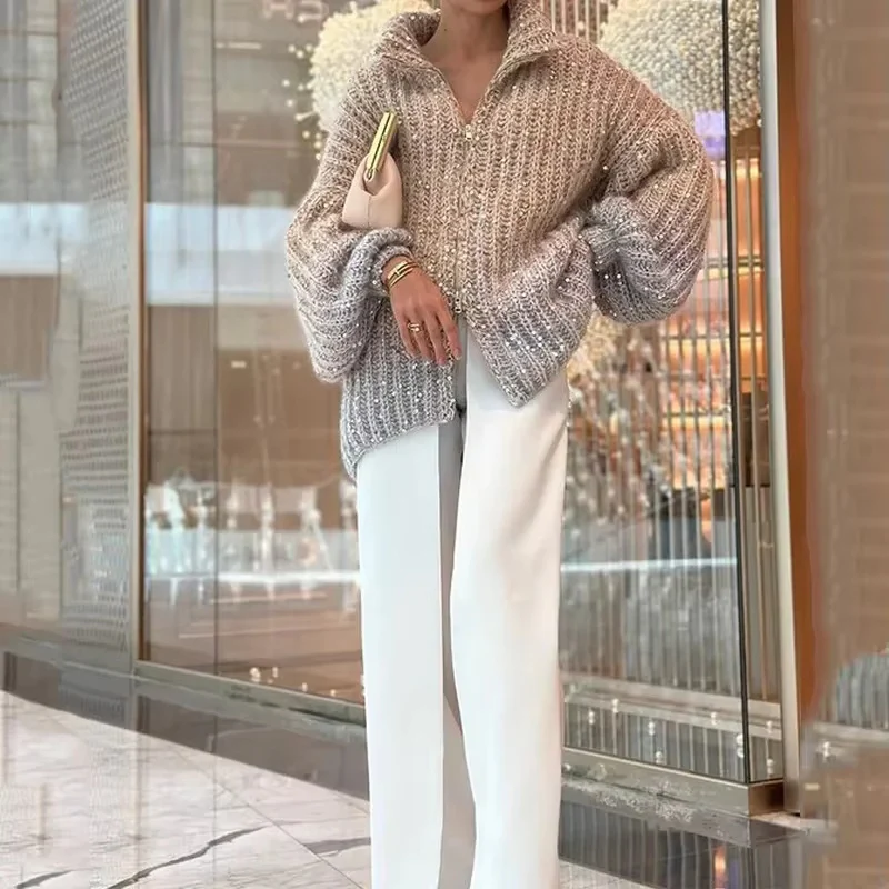 Freya – Women's Cardigan with Zipper - Image 3