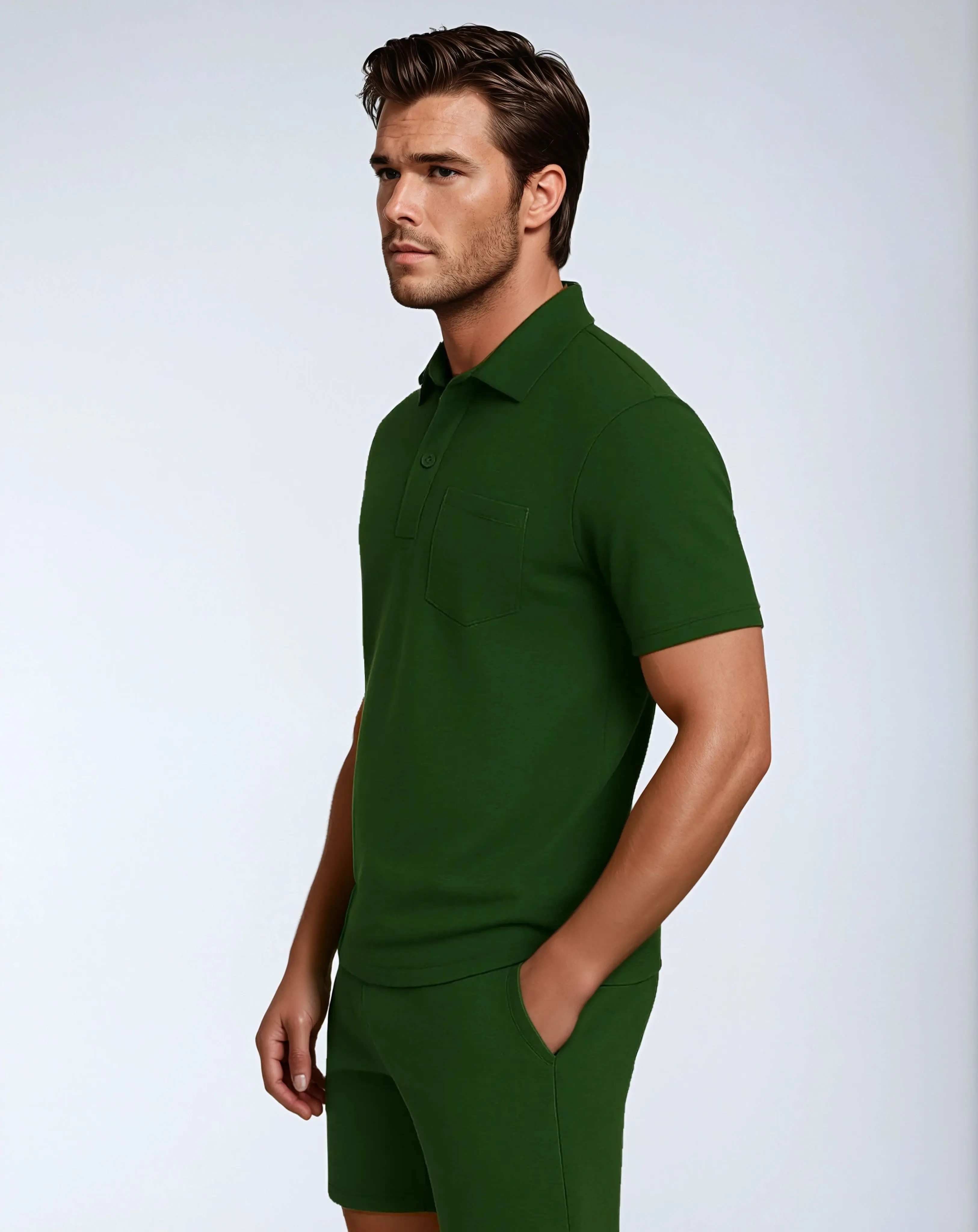 Men's Ribbed Two-Piece Set Deep Green - Image 2