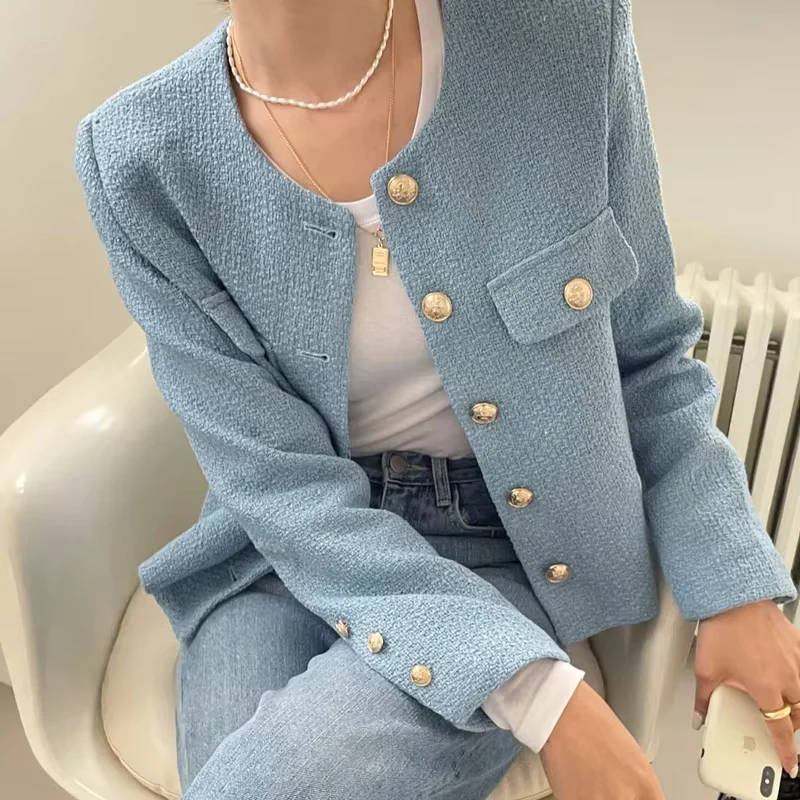 Grace – Long Sleeve Round Neck Jacket with Button Closure - Image 3