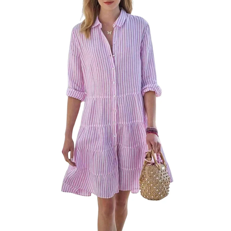 Greta – Striped Long-Sleeve Dress with Wrap Collar - Image 5